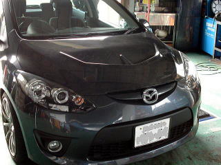 DE5FS デミオ マツダ 社外 ボンネット カーボン ボンネット 。。。 MAZDA DYデミオ カーボンボンネットu0026マツダスピードグリル