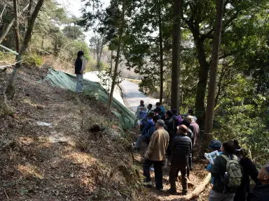 写真3 観音山にて、築地塀痕跡 写真3 観音山にて、築地塀痕跡